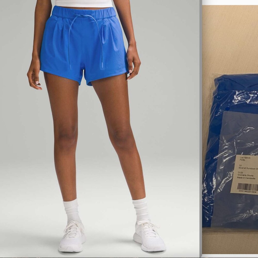 NWT IN PLASTIC lululemon Stroll at Sundown Short 3” Pipe Dream Blue Size 10 💙🍋